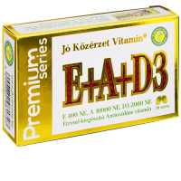 Prémium E+A+D3 vitamin  400 NE E-vitamin, 10000 NE A-vitamin, 2000 NE D3-vitamin, 30 db étrend-kiegészítő, lágyzselatin kapszula (OÉTI Notifikációs* szám: 18030/2016) 